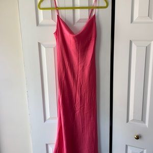 Hot Pink Silk midi Dress